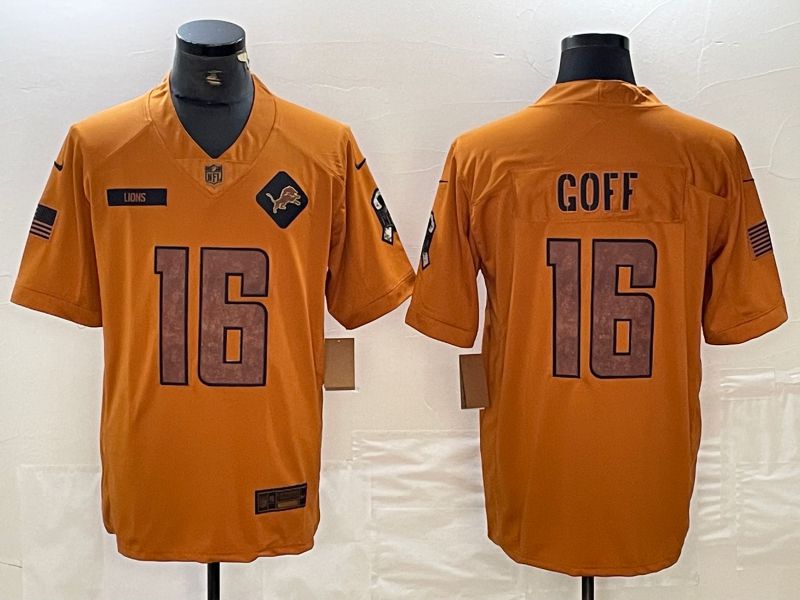 Men Detroit Lions #16 Goff brown Nike 2023 Salute To Service Limited NFL Jersey->baltimore ravens->NFL Jersey